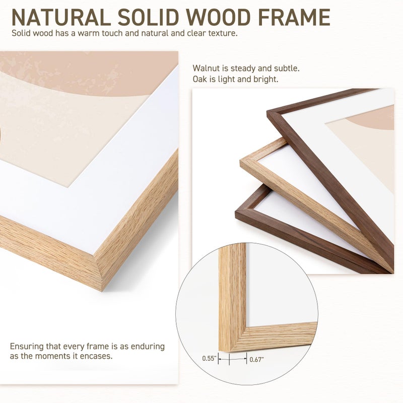 Venusmiles 8x10 Picture Frame Natural Solid Oak Photo Frames with 5x7 Removable Mat Wall Hanging Large Handcrafted Frame with HD Plexiglass Wall and Tabletop Display Large Poster Frame - Image 4